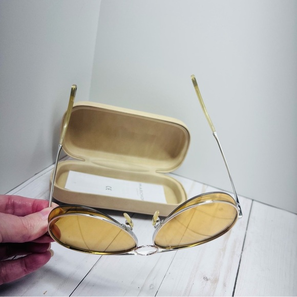 Chloe Romie CE144S 051 Aviator Sunglasses Gold Yellow Mirrored Lens with Case